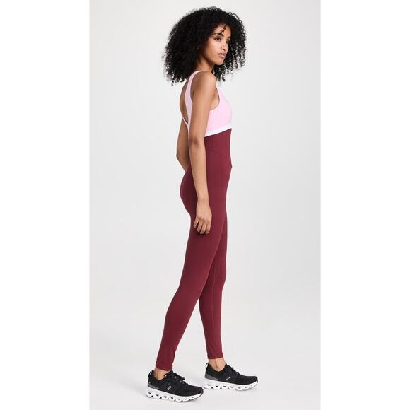 Lacoste x Bandier Colorblock Full Bodysuit All Motion Bordeaux Size Large - Picture 7 of 13
